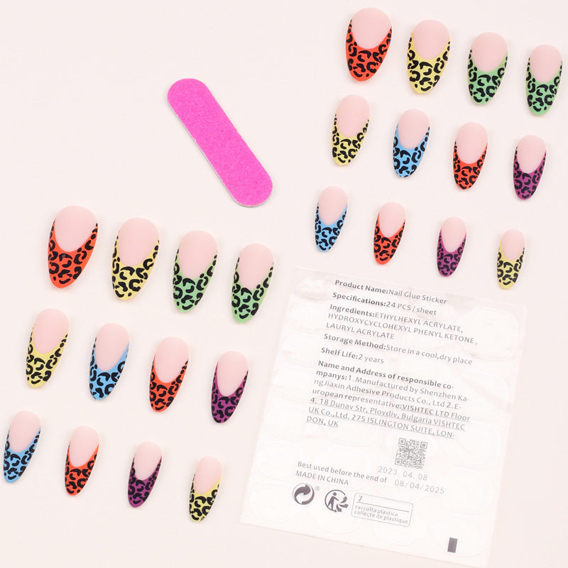 Pegatinas de uñas de almendras de leopardo de siete colores de siete colores