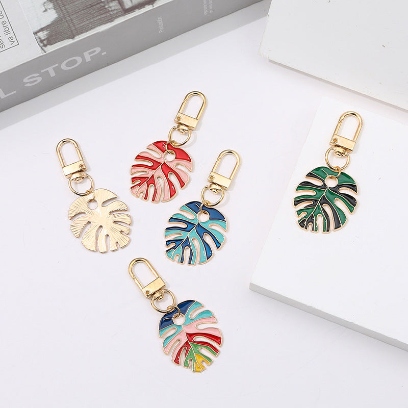 Wholesale Alloy Drip Oil Simulation Colored Leaf Turtle Back Leaf Keychain