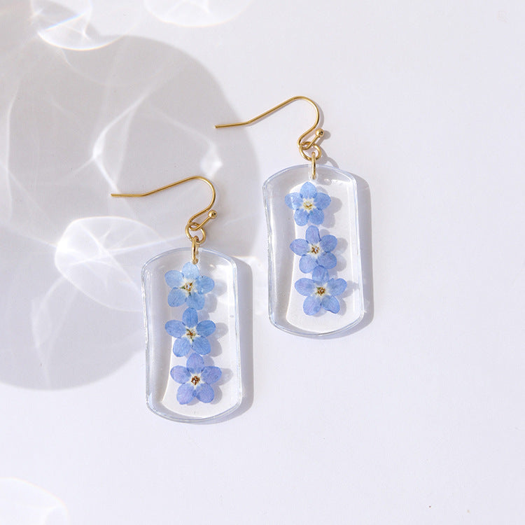 Wholesale Summer New Pastoral Style Eternal Flower Rose Square Color Earrings