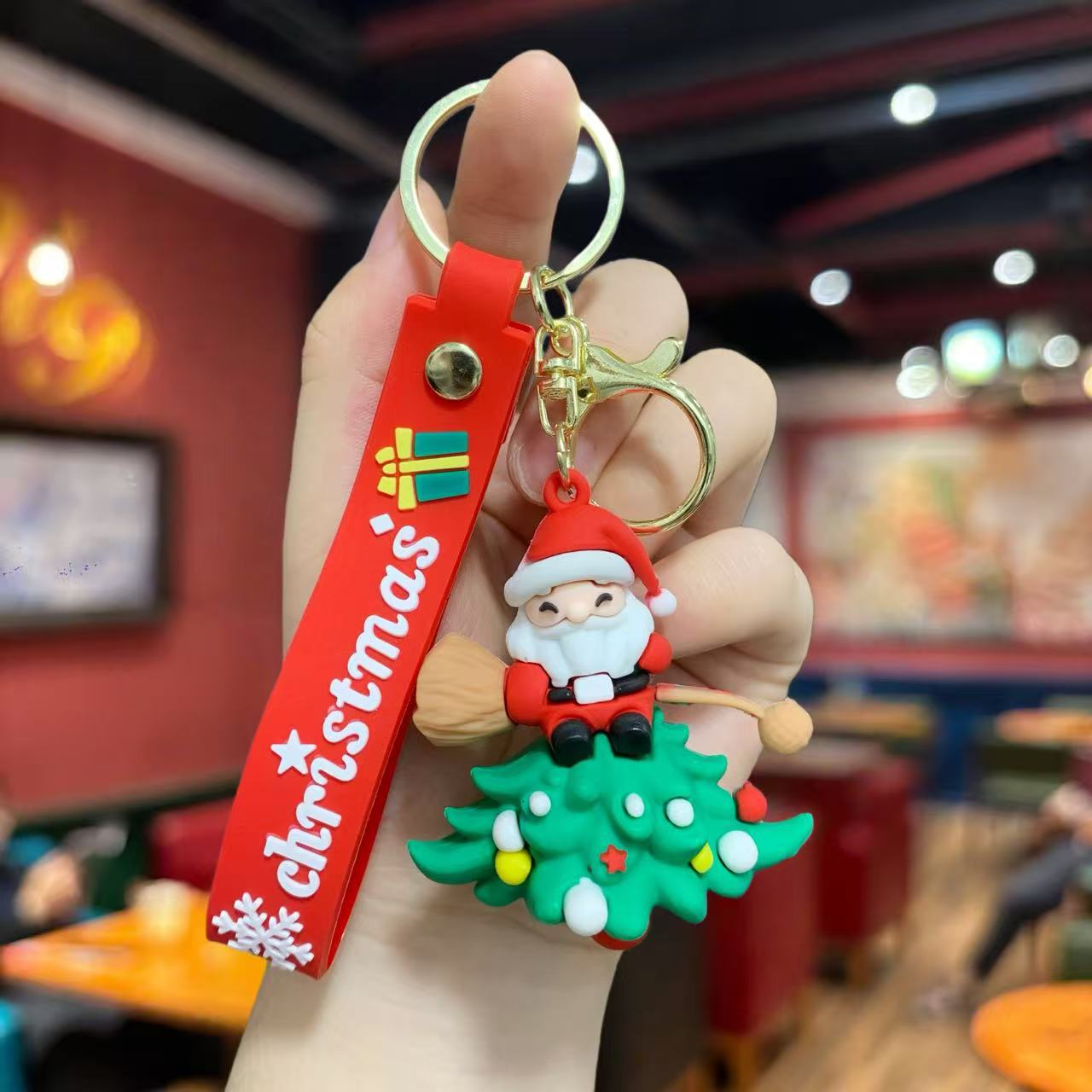 Wholesale Santa Claus crutches reindeer Christmas tree Cute Keychain
