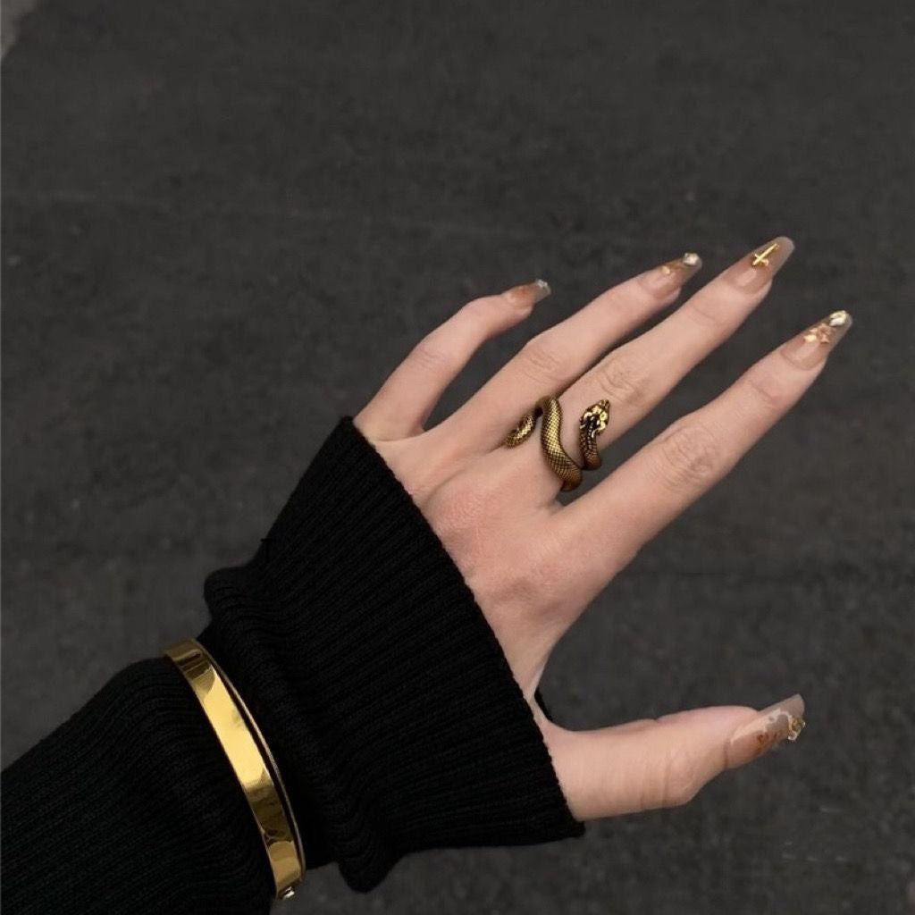 Wholesale Dark cold gold snake ring female punk adjustable