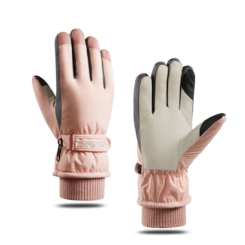 Wholesale Winter Waterproof and Cold-proof Plus Velvet and Thickened Outdoor Ski Gloves