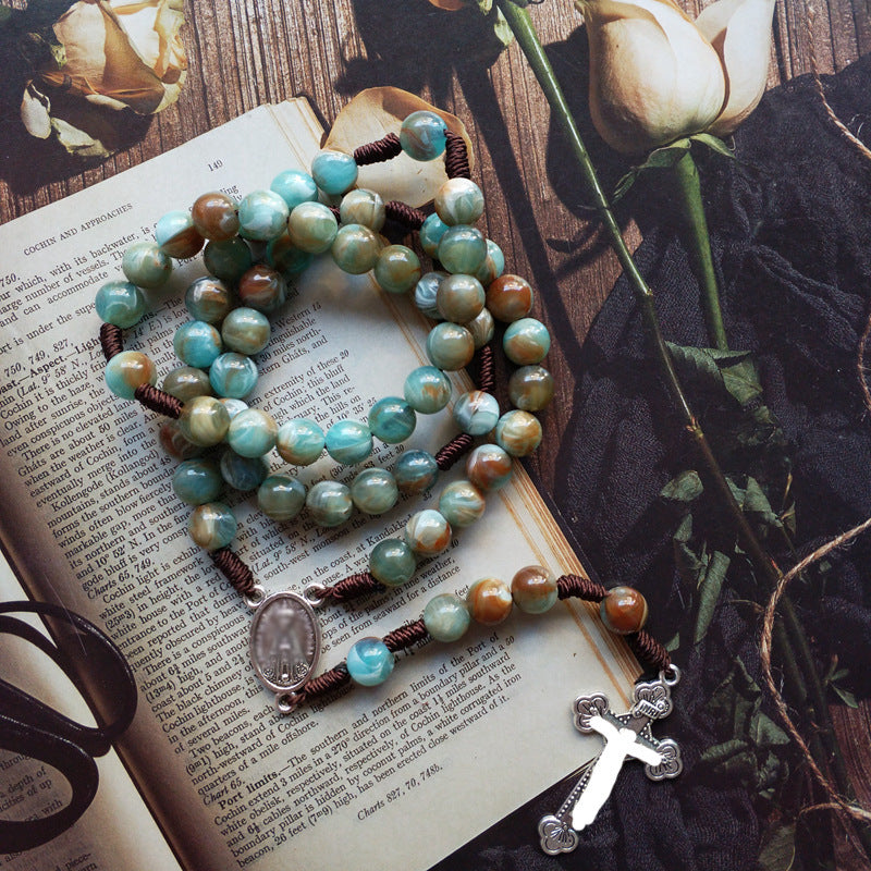 Wholesale Jewelry Hand-woven Imitation Agate Beaded Beaded Necklace Long