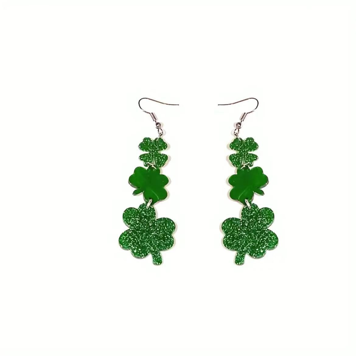 Wholesale St.  Patrick' s Day shamrock hat beer acrylic earrings
