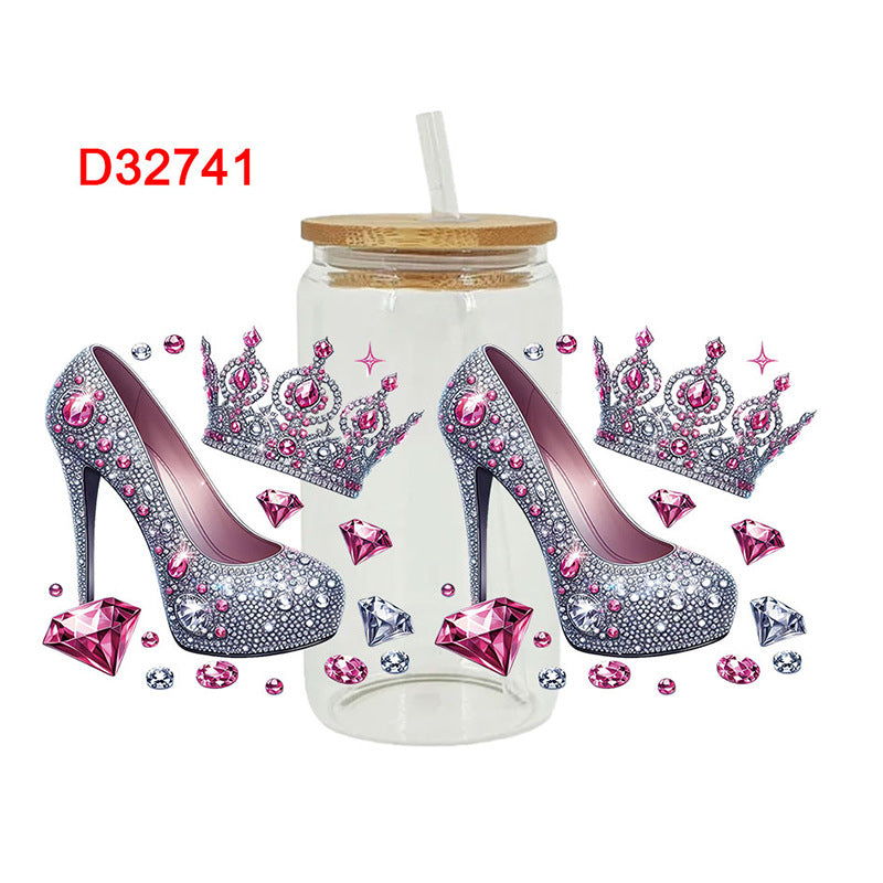 Wholesale Pink cosmetics shoes Mother's Day 16oz Cup UV DTF Wraps