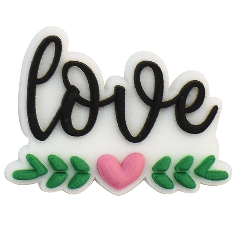 Wholesale random 100pcs Valentine' s Day  Removable Pvc Soft Glue Croc Shoes Charms