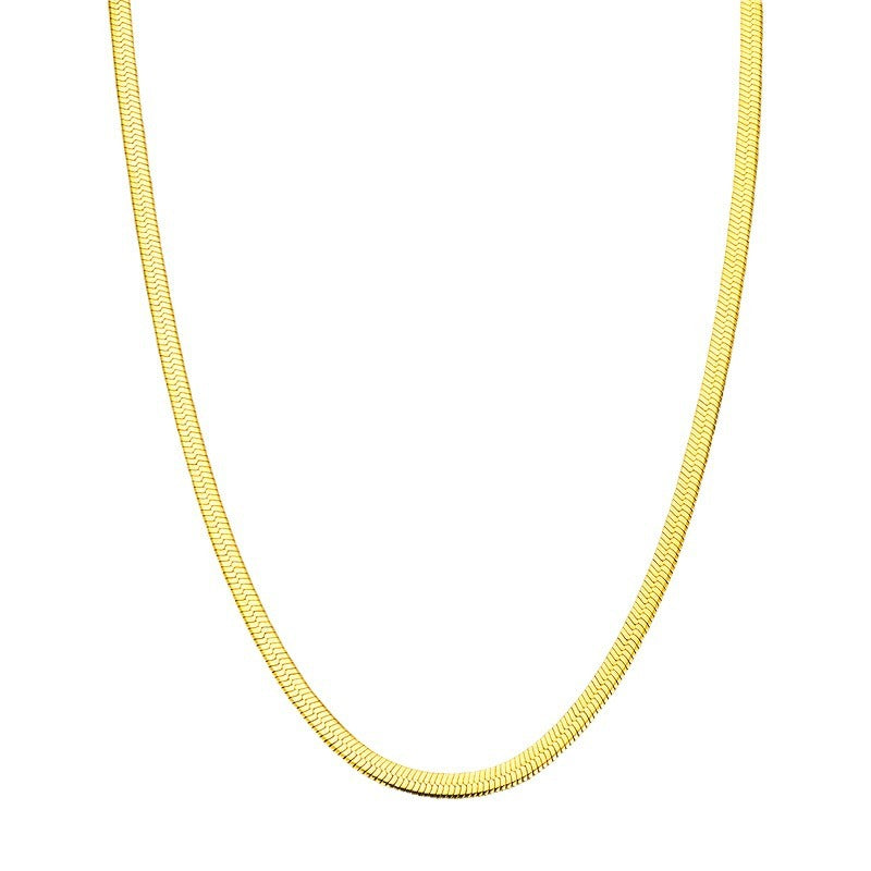 Wholesale Golden cladosporin chain flat snake women's 18K gold plated snake bone chain necklace