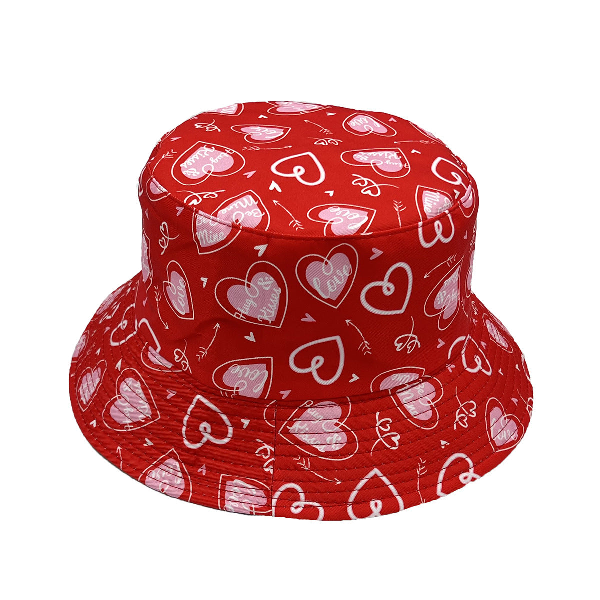 Wholesale Peach Heart Lip Printed Valentine's Day Polyester Fisherman Hat