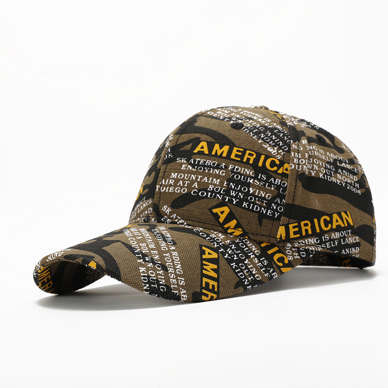 Wholesale New Graffiti Lettering Print Hard Top Big Head Around The Face Small Hat Baseball Cap