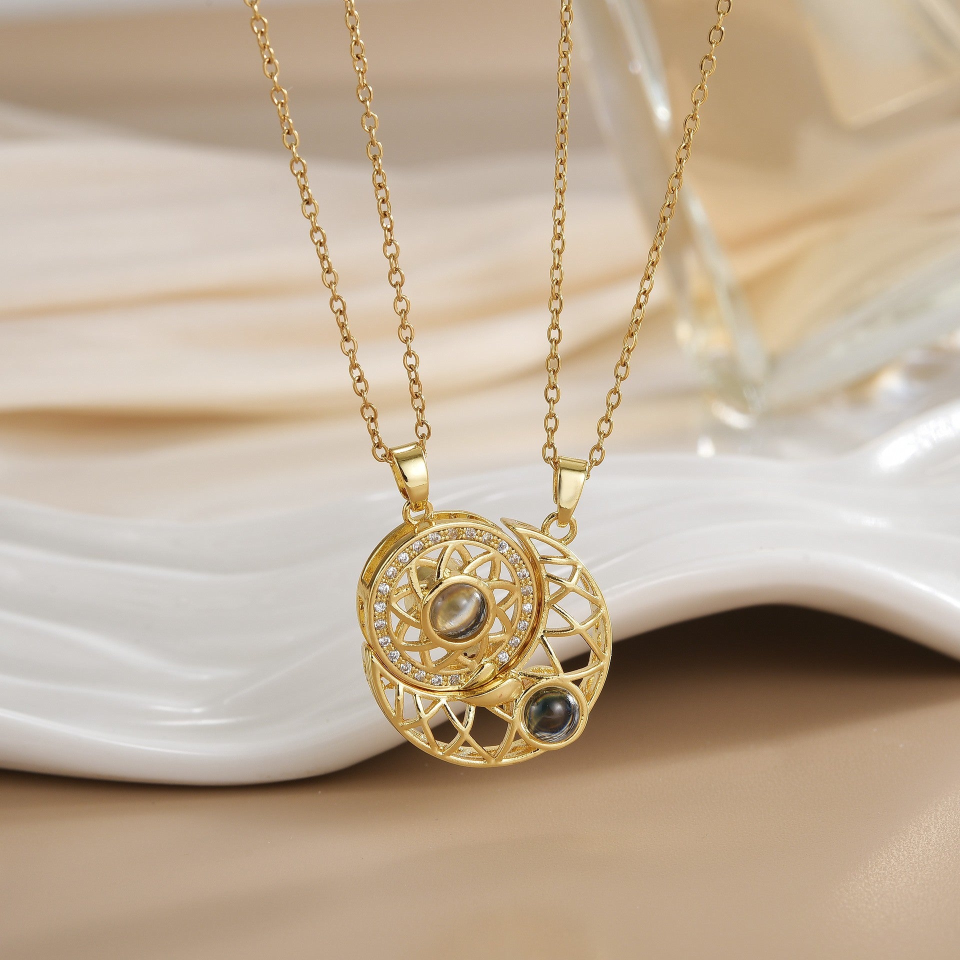 Wholesale Magnetic Sun Moon Titanium Steel Necklace
