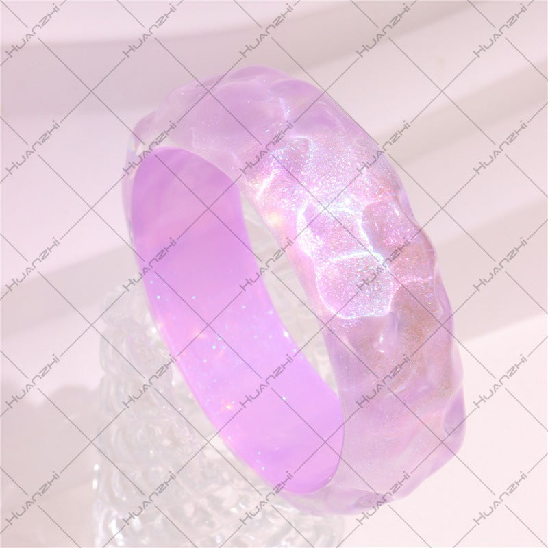Wholesale Round Colorful Glitter Acrylic Bracelet Casual Round Mermaid Resin Bracelet