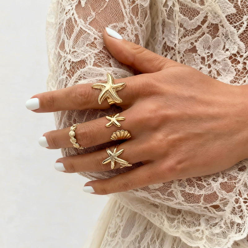 Wholesale Geometric Retro Irregular Diamond Set Ring Set