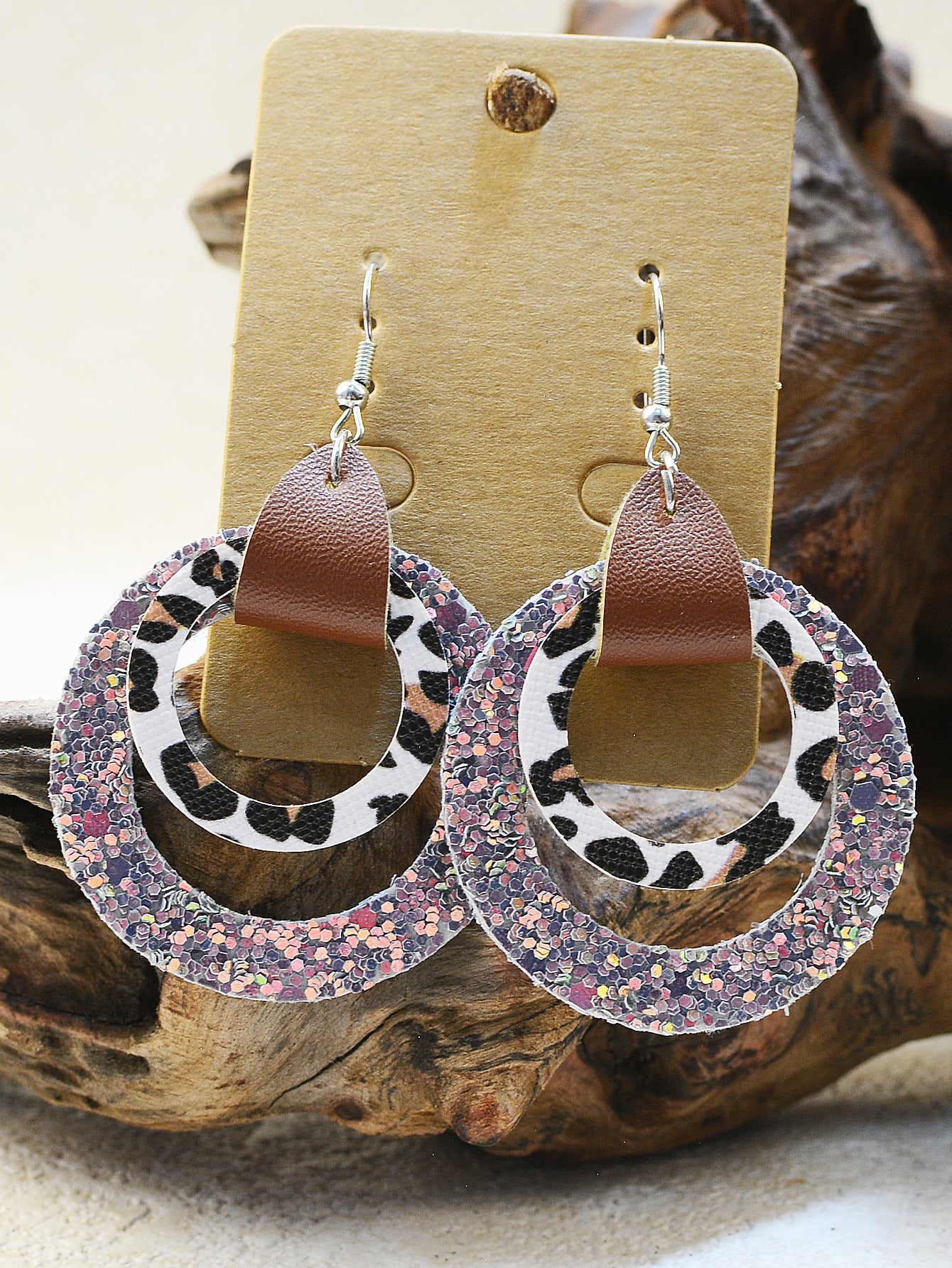 Wholesale Multi-layered Western Gretel Leopard Print Simple Flower Earrings