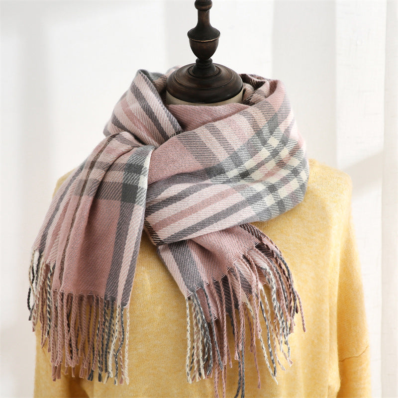 Wholesale Autumn and Winter Warm Imitation Cashmere Mid-length Plaid Scarf