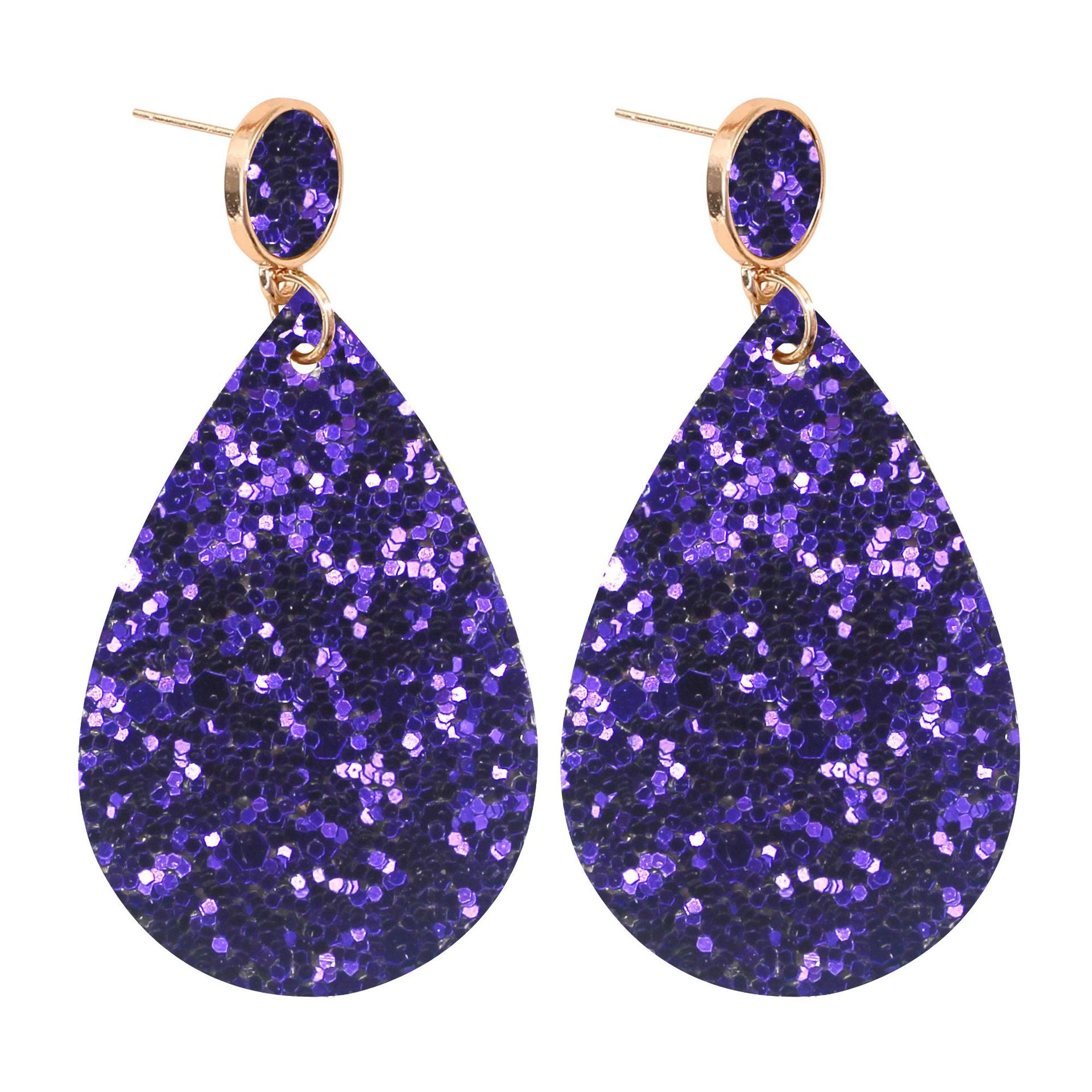 Wholesale Glitter Leather PU Drop Shape Earrings
