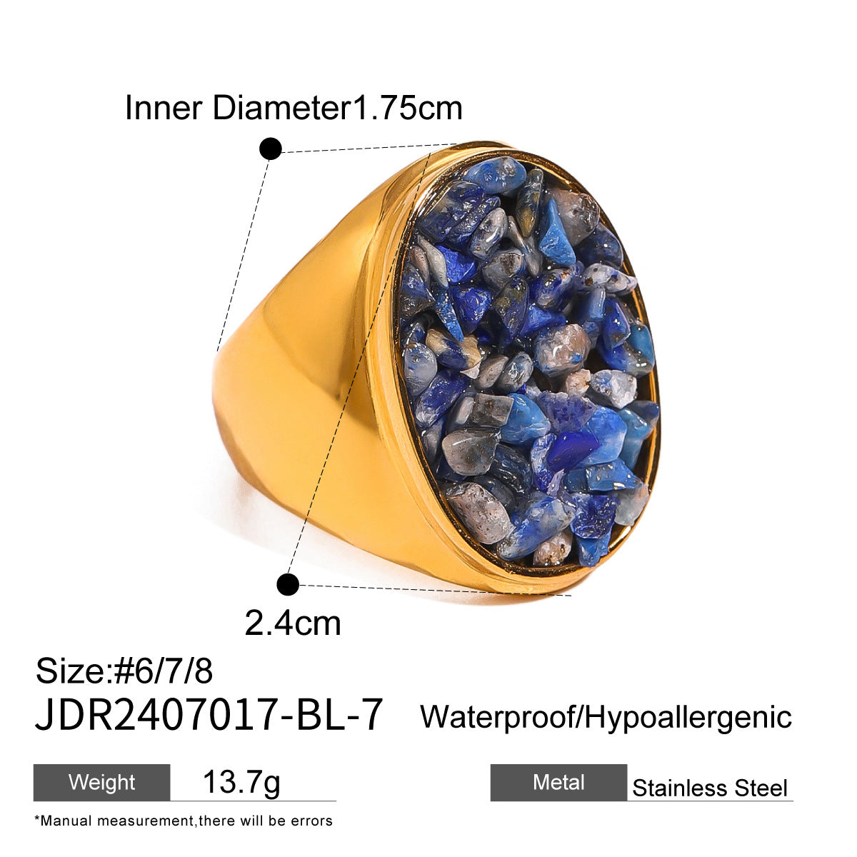 Wholesale Stainless Steel Natural Stone Rings Titanium Steel Hand Jewelry Popular Rings