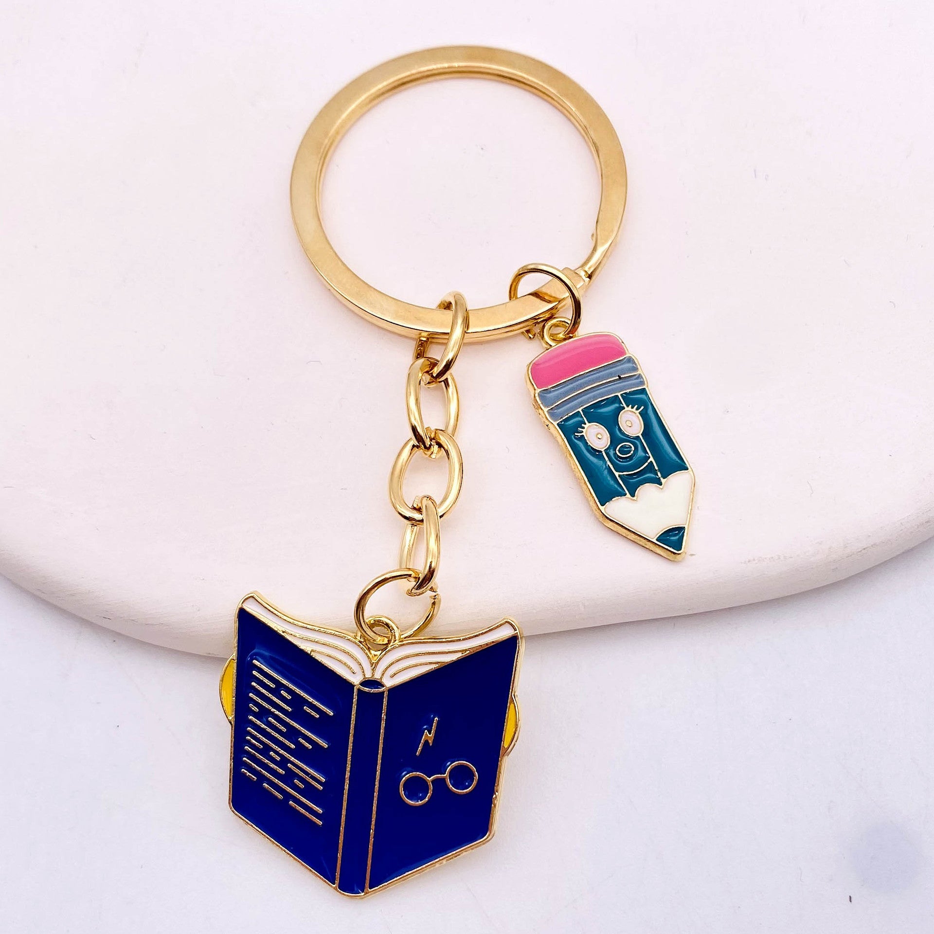 Wholesale Bachelor Dress Doctor Hat Pencil Pendant Metal Keychains