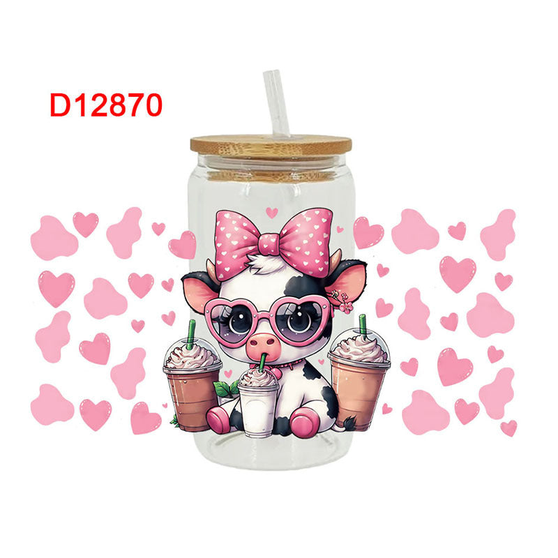 Wholesale Pink Pattern Series 16oz Cup UV DTF Wraps