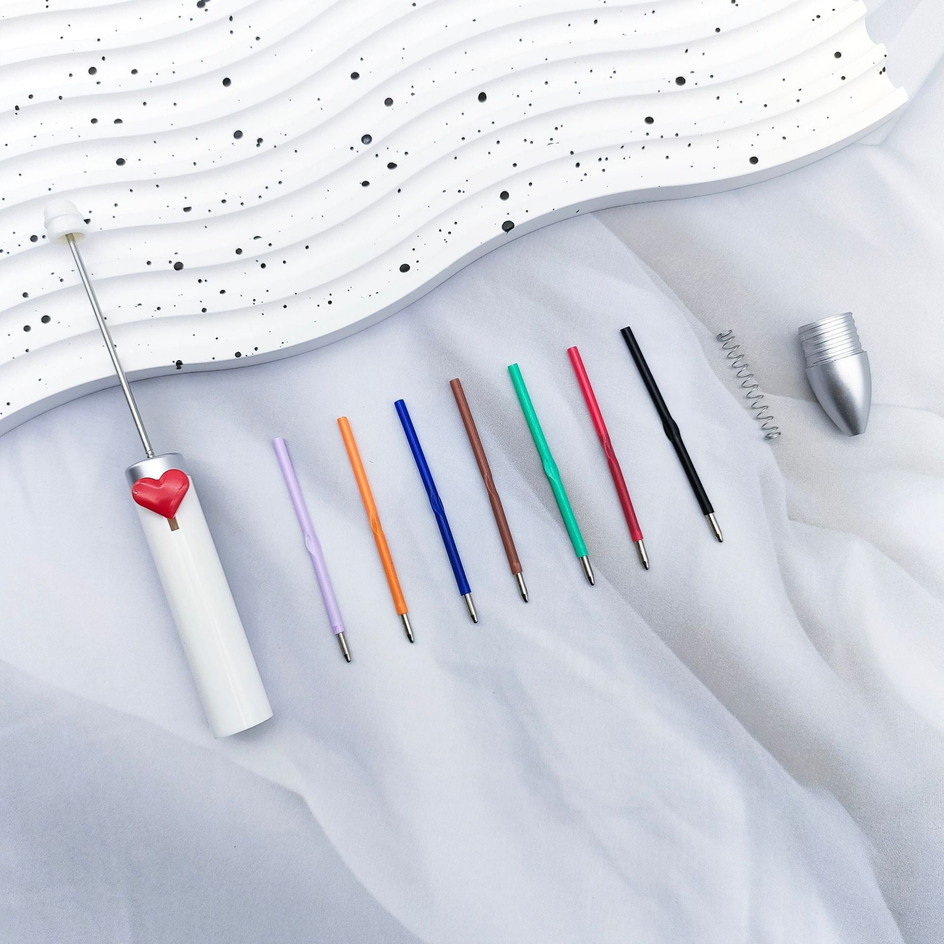 Wholesale 2pcs DIY Heart 7 Color Ballpoint Pen