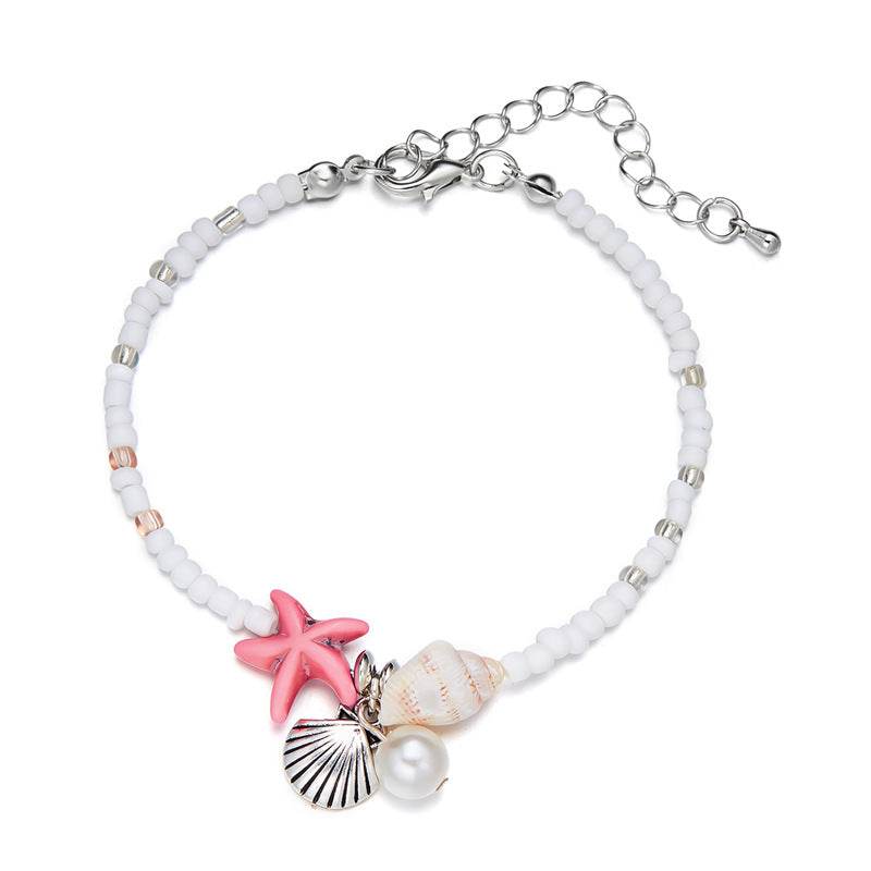 Wholesale Bohemian Wind Starfish Seashell Conch Rice Beads Bracelet