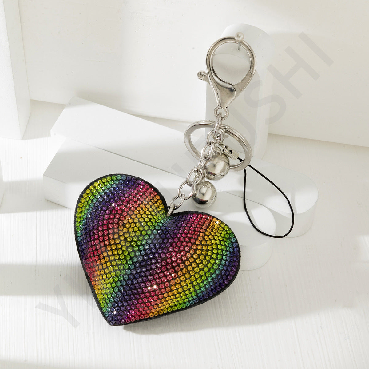 Wholesale 10PCS Rainbow Hot Diamond Alloy Keychains