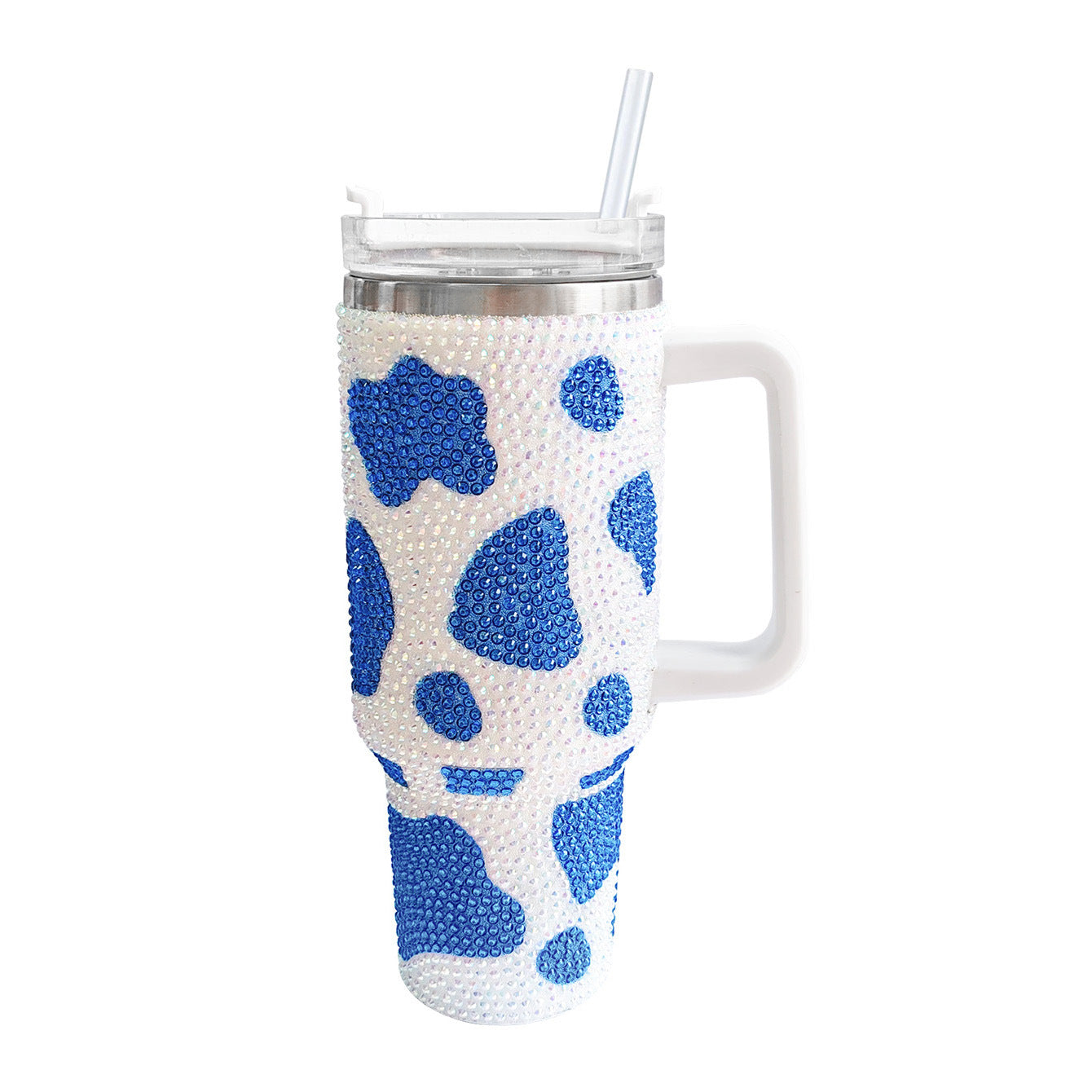 Wholesale Tumbler Ice Bullies Cup  40oz Cow Pattern Diamond-encrusted Portable Thermos Tumbler Cup