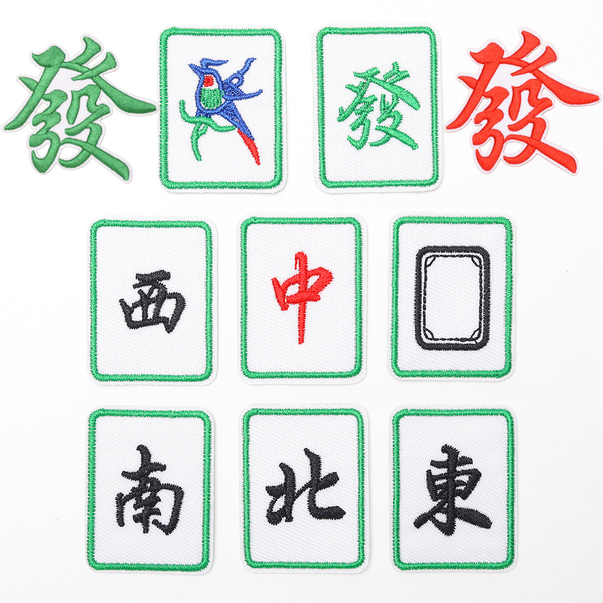 Wholesale Mahjong Embroidered Patches 8 Self Adhesive Twill Fabric Appliques For Clothing Bags Shoes Hats Boutique Resale Accessory
