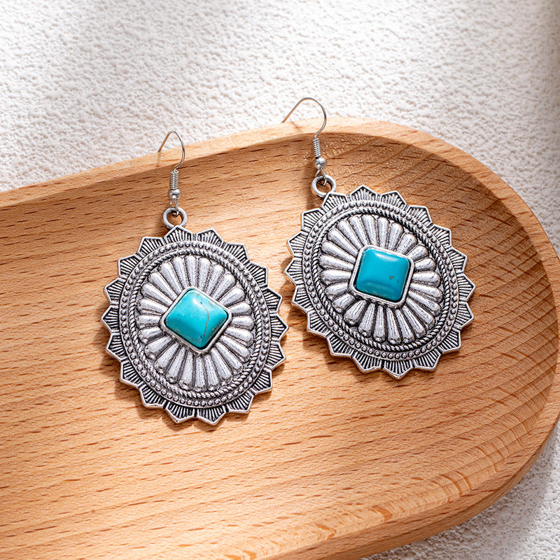 Wholesale Bohemian style turquoise flower earrings