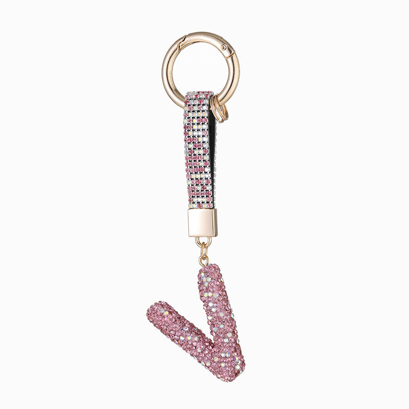 Wholesale Pottery Clay Water Diamond Alloy Dot Diamond Letter Keychain