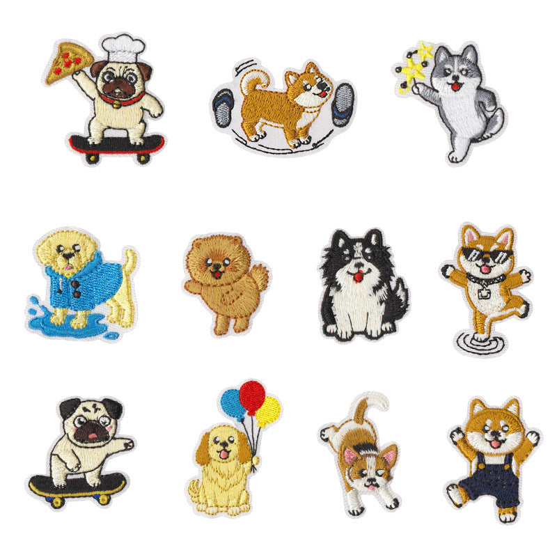 Wholesale Chic Embroidered Iron On Dog Patches 11 Piece Set Funny Dog Designs For Hats Bags DIY Crafts Boutique Resale