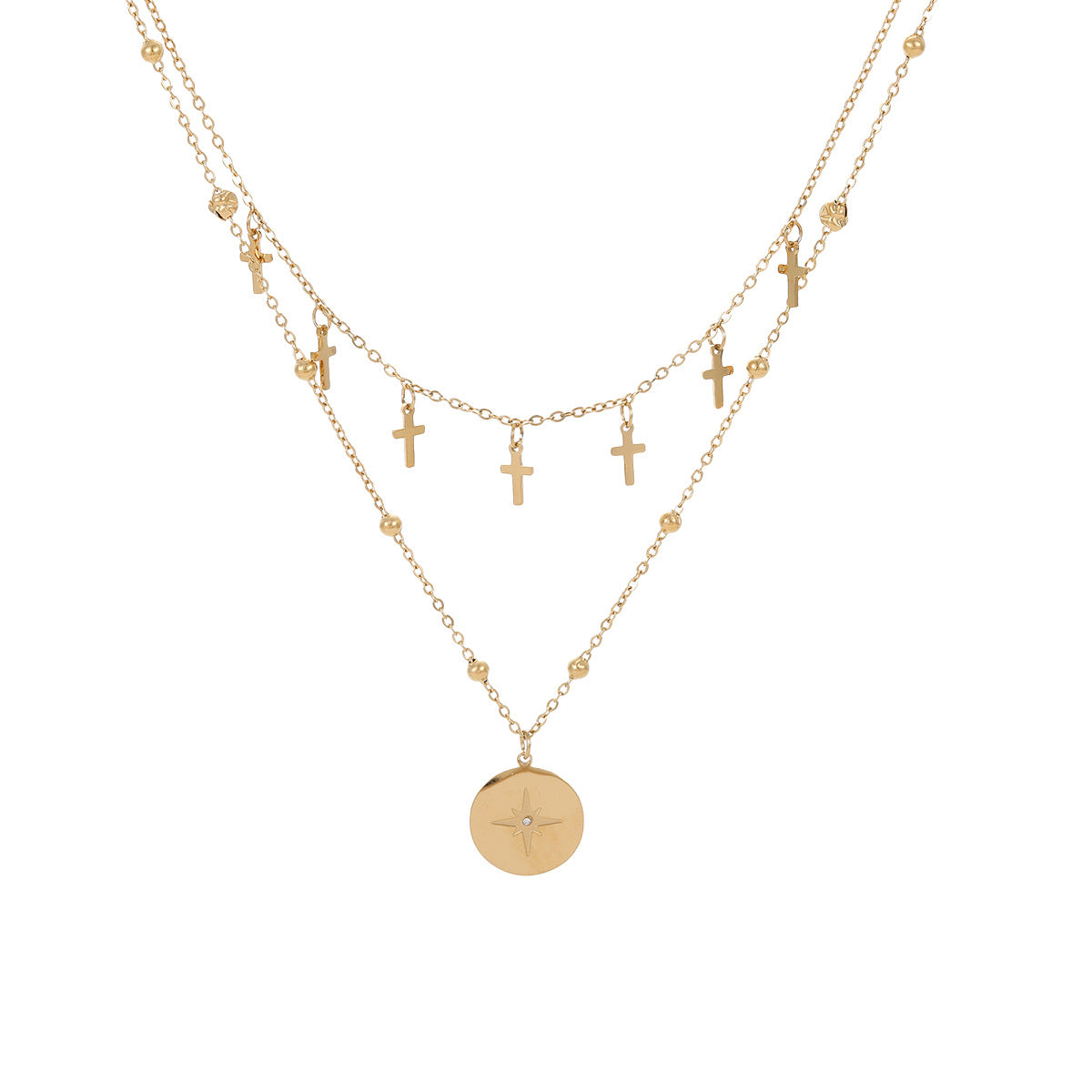 Wholesale Stainless steel Steel Necklace Cross Star Round Necklace