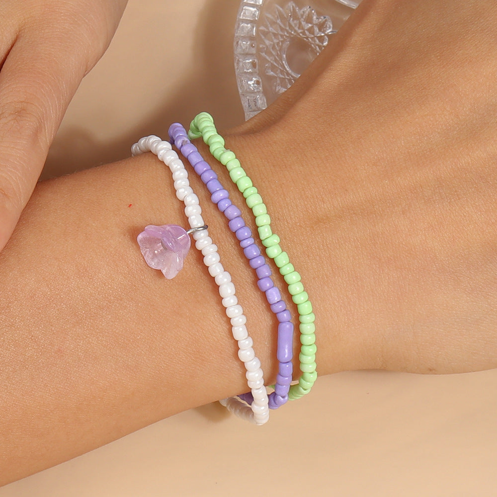 Wholesale Colorful Beaded Rice Beads Resin Bracelet