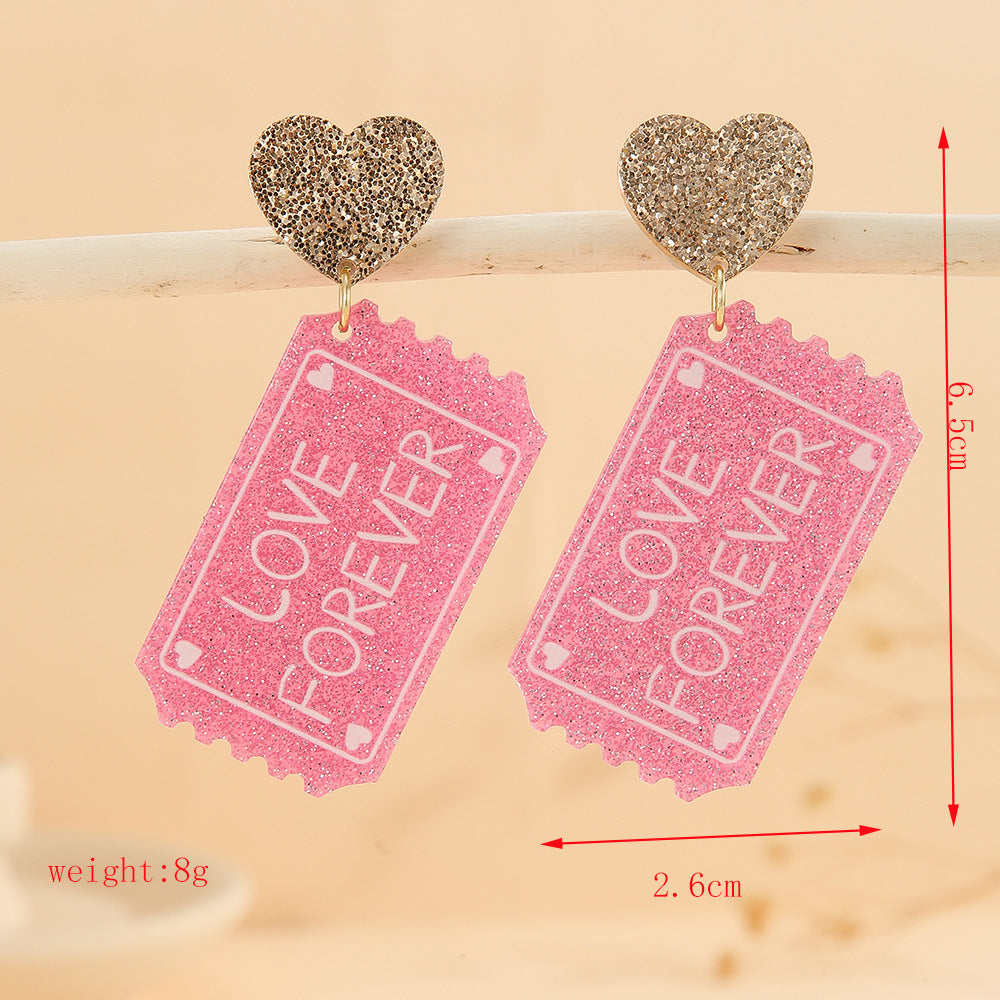 Wholesale Valentine' s Day Love Text Acrylic Earrings