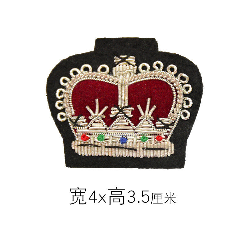 Wholesale 3pcs DIY Hand Embroidered Indian Silk Three-dimensional Crown Cloth Patch Hat Clothing Accessories FS