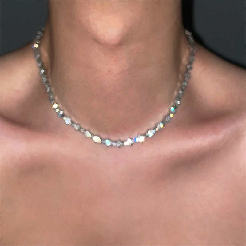 Wholesale n Flower shaped Full Diamond Alloy Collarbone Necklace