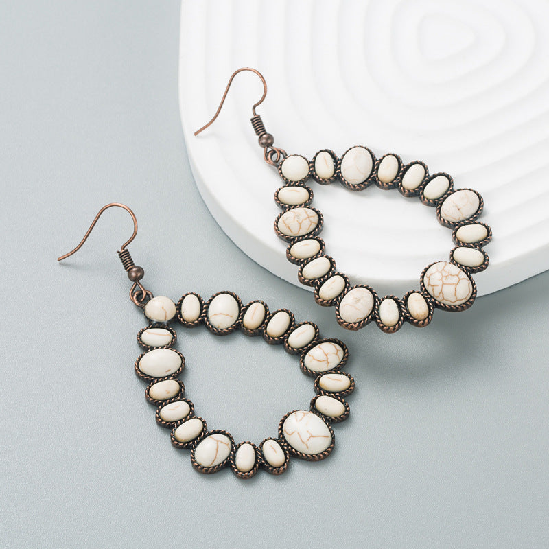 Wholesale Alloy Colored Turquoise Geometric Shape Earrings