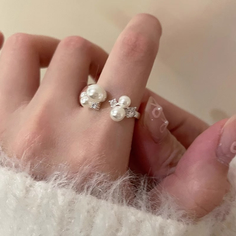 Wholesale Pearl and zircon open ring