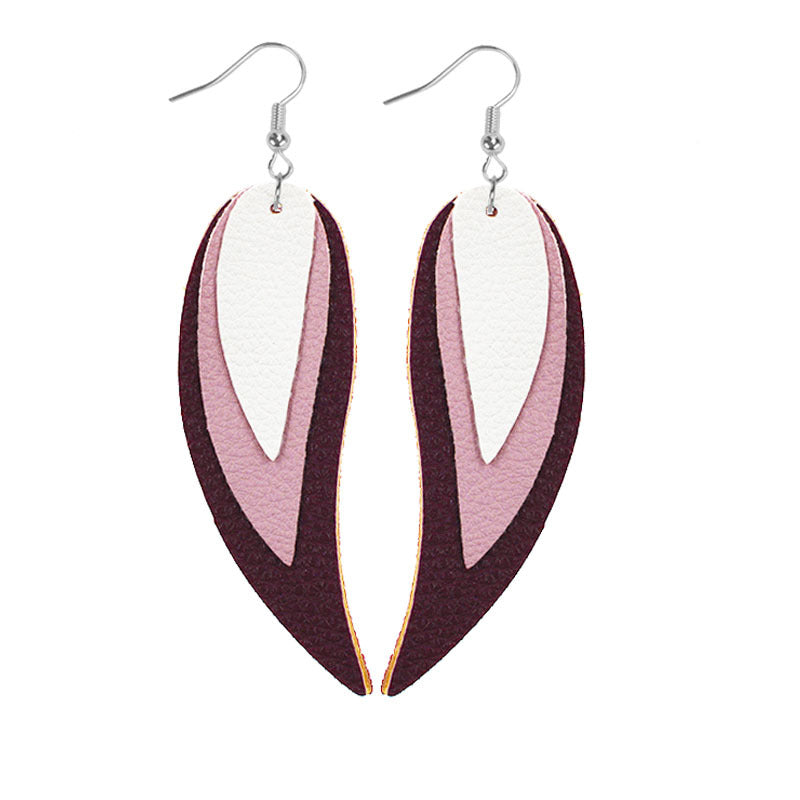 Wholesale Multi-layered Leather Earrings Symmetrical Love Earrings