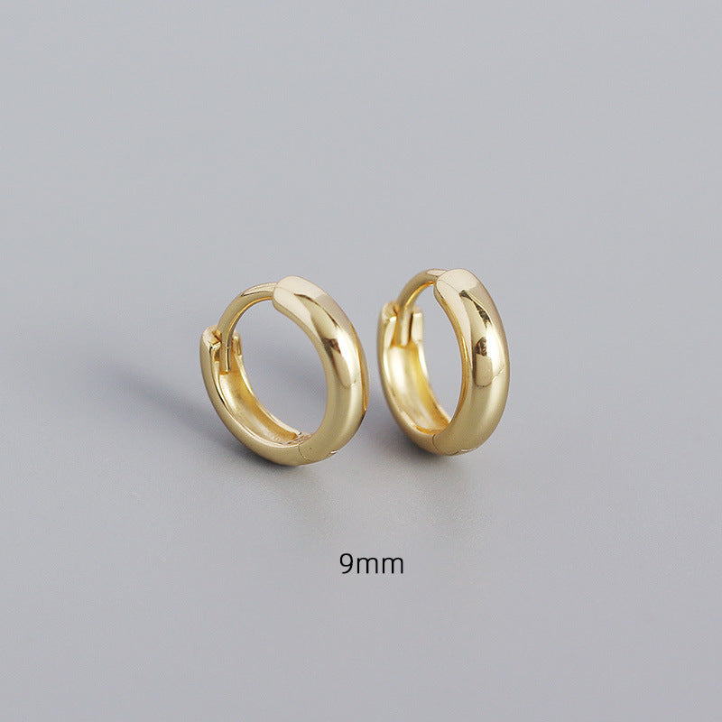 Wholesale Smooth Round Simple Stacking Temperament Versatile S925 Sterling Silver Earrings