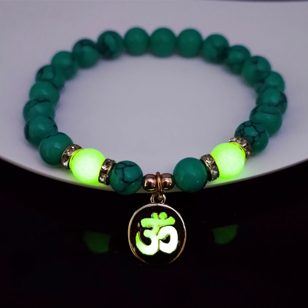 Wholesale Personalized Trendy Letters Sanskrit Luminous Pendant Elastic Bracelet