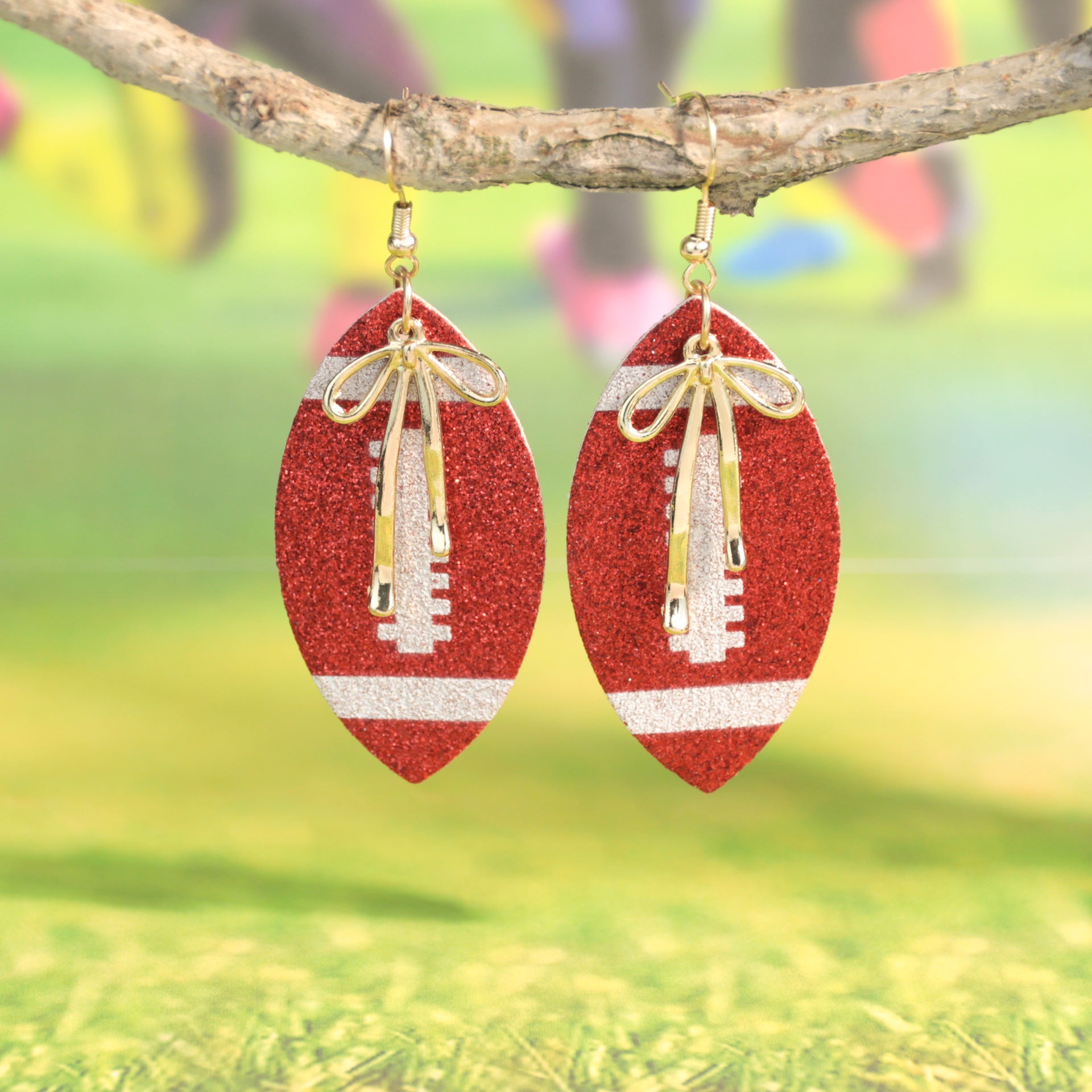 Wholesale iridescent sequined bow earrings