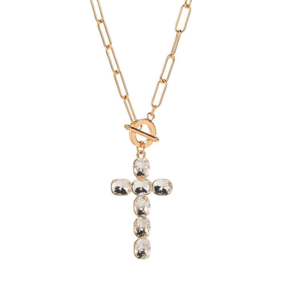 Wholesale Hip-Hop Cross Diamond Simple Clavicle Necklace