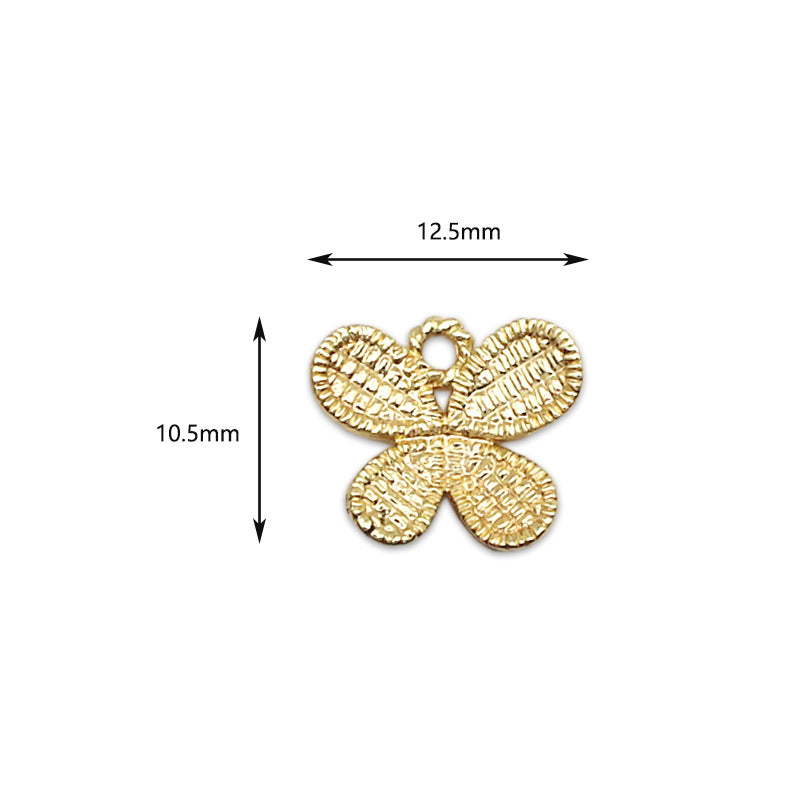Wholesale DIY Copper Plated 18K True Gold Hollow Three-dimensional Butterfly Pendant Pendant Bracelet Anklet Earrings