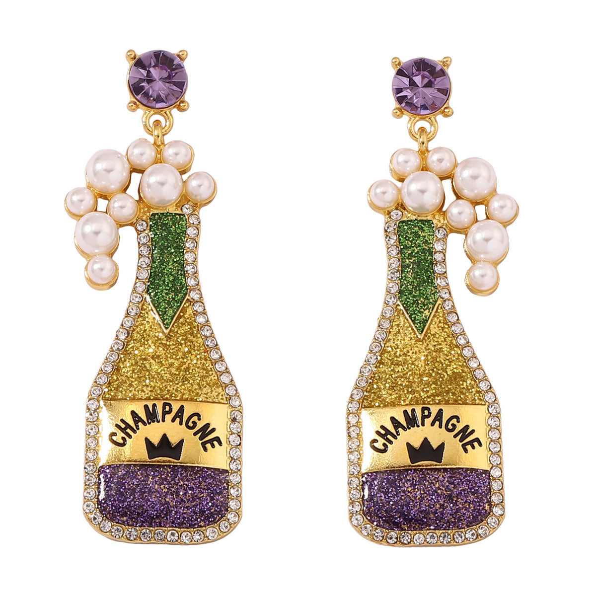 Wholesale Carnival Wine Bottle Zinc Alloy  Mardi Gras Earrings