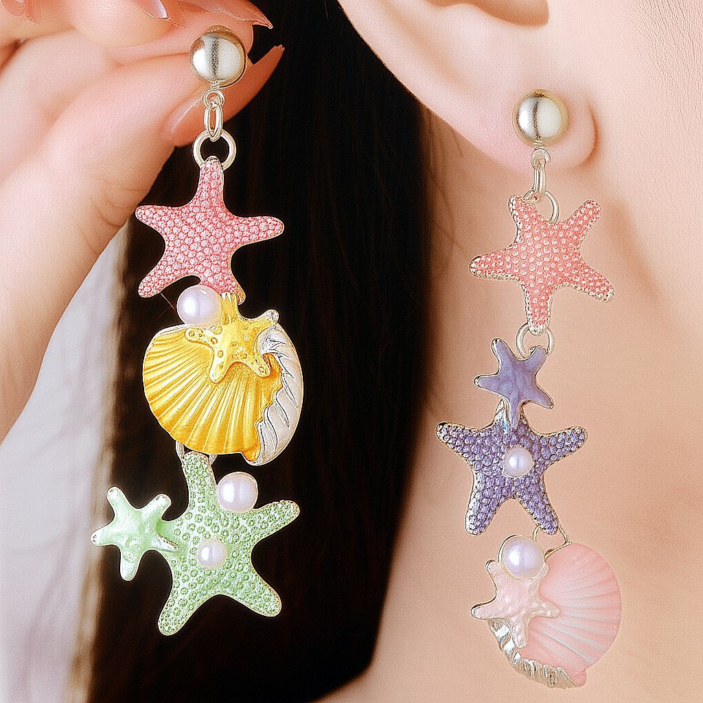 Wholesale Colorful starfish shell necklace clavicle chain accessories