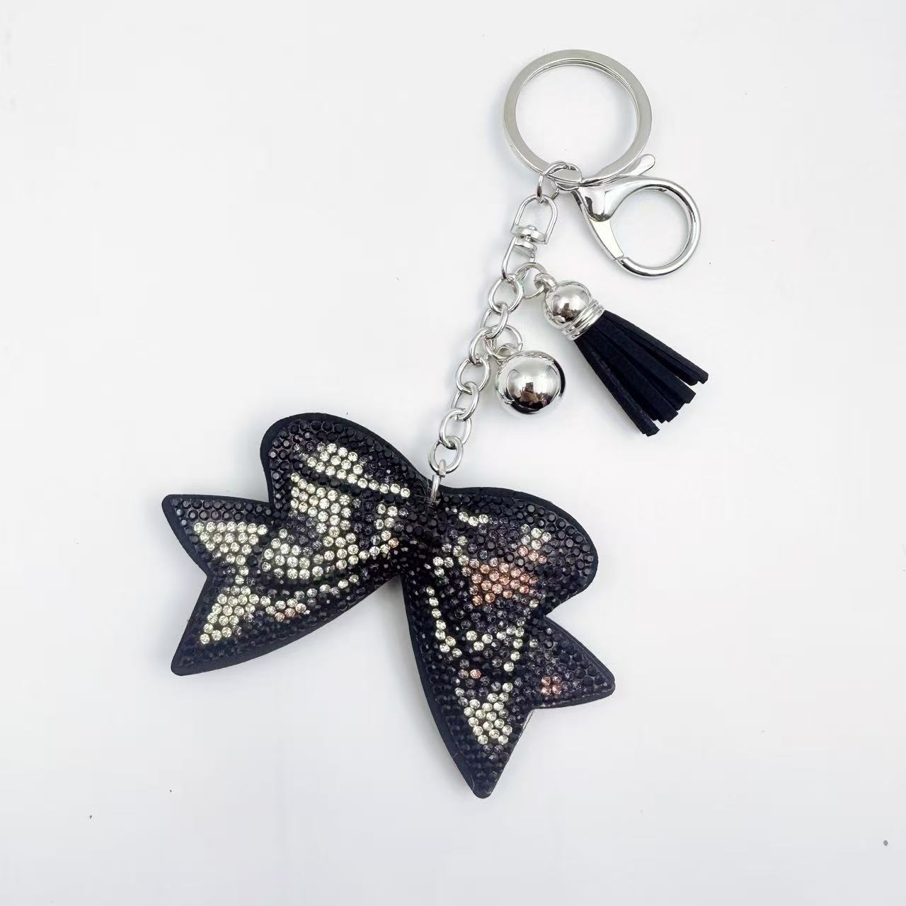 Wholesale 6pcs Creative Diamond Leopard Print Keychain