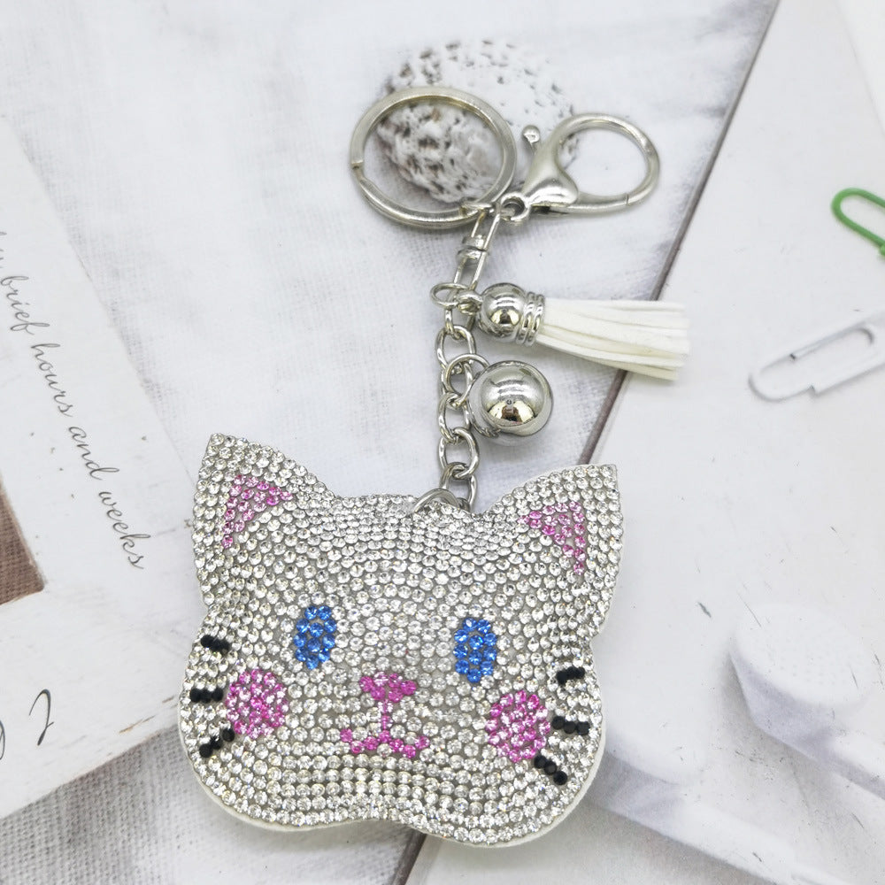 Wholesale 4pcs Diamond studded cat Rhinestone Keychain