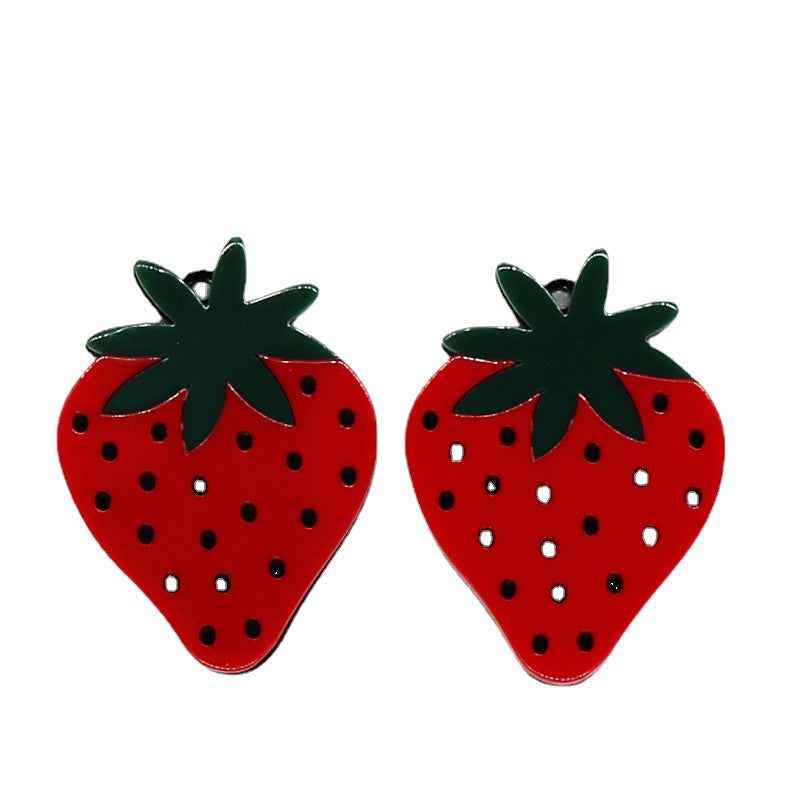 Wholesale 10pcs Acrylic Plate Fruit Earrings Strawberry Large Size Personality Exaggerated Accessories