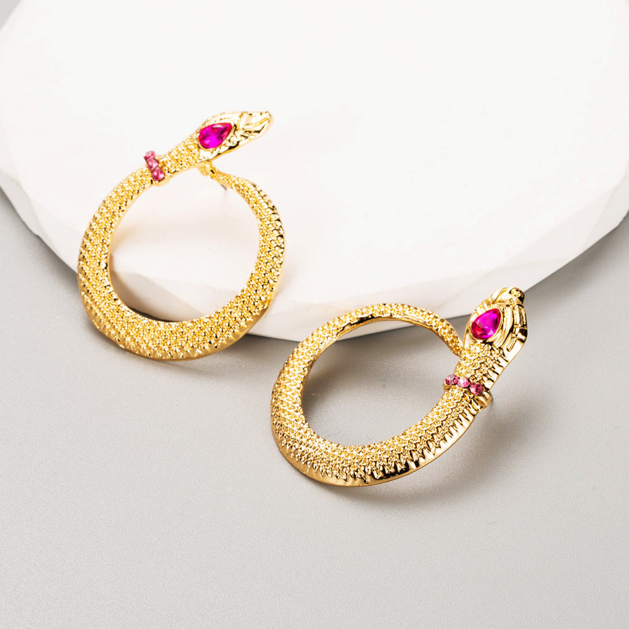 Alloy diamond serpentine exaggerated earrings