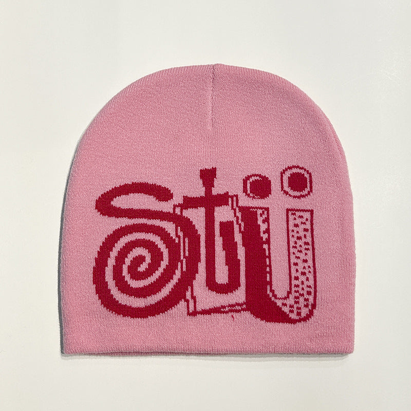 Wholesale Autumn and Winter Dopamine Letter Wool Knitted Hat